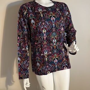 The Talbots tee - XL long sleeved. NWT Black with brightly colored Damask print